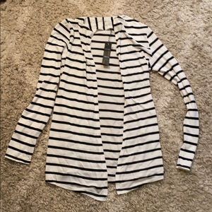 Black and white stripped open front cardigan